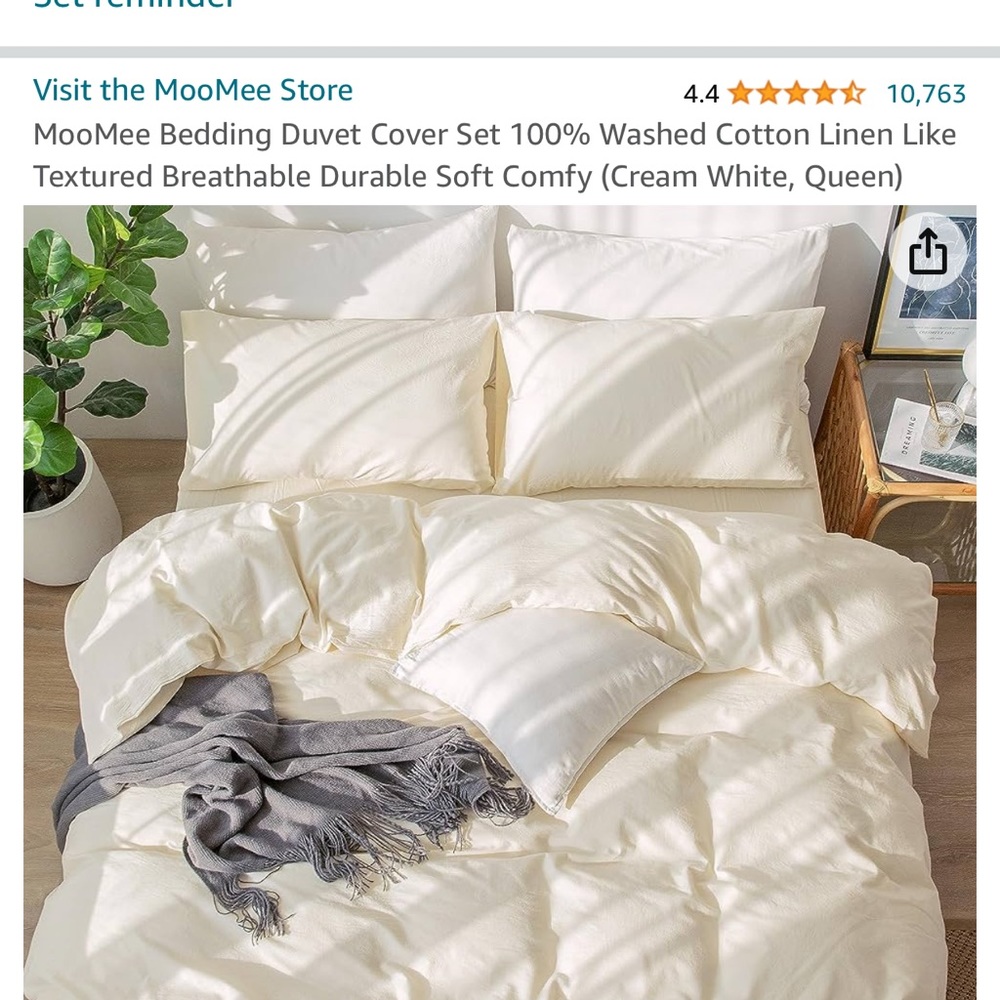 Amazon duvet cover in cream white.